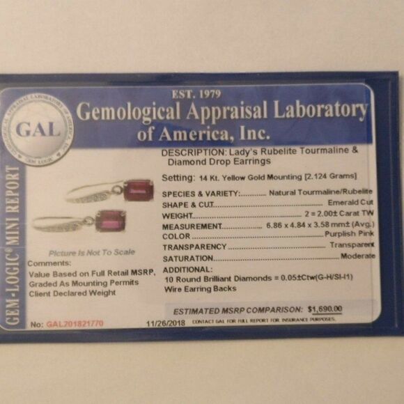 Diamond Rubellite Tourmaline Earrings 14k Gold 2.05 TCW Certified $1,690 821770 - Picture 12 of 12